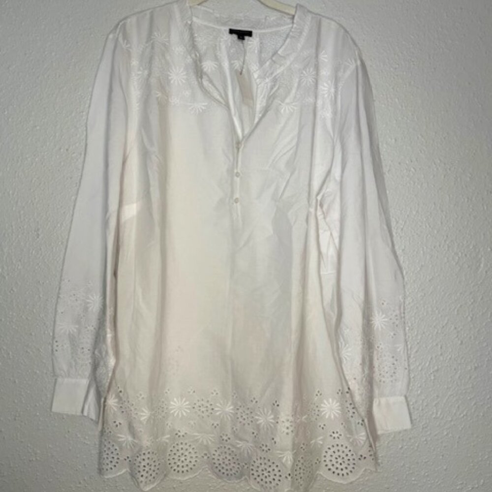 Talbots White Eyelet Tunic Size 2X